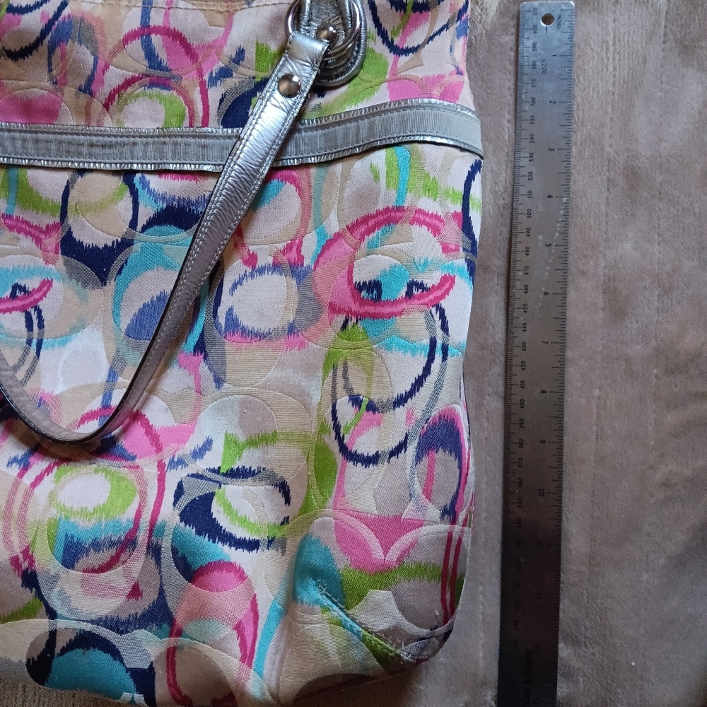 Coach Poppy Ikat Multi-color Signature Glam Tote Bag - Picture 14 of 15